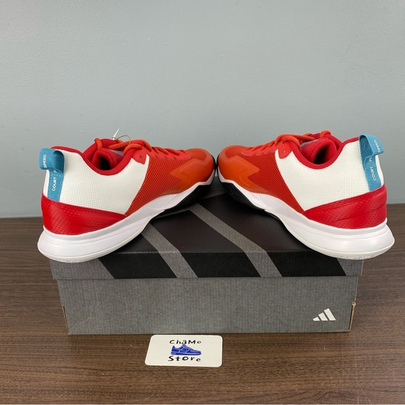 ADIDAS COURTFLASH SPEED TENNIS SHOES Preloved Red Cloud White HQ8483 Men’s Sz - Picture 5 of 11